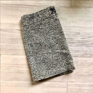 J. Crew Tan Brown Tweed Button Tab Mini Skirt